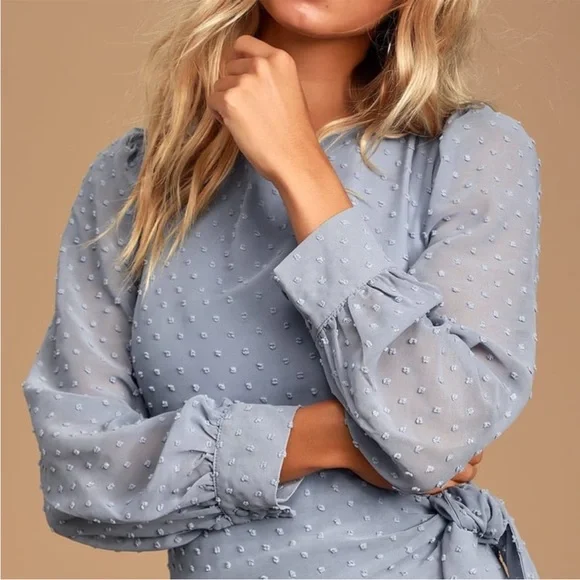 Lulu's Blue Polka Dot Mini Dress - Picture 3 of 16